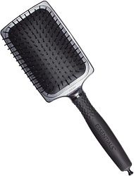 Расческа для волос массажная лопата черная с белым ободком КМ21-523
