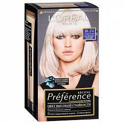 Краска для волос L'Oreal Preference 10.21 Стокгольм Светло-русый перламутровый осветляющий