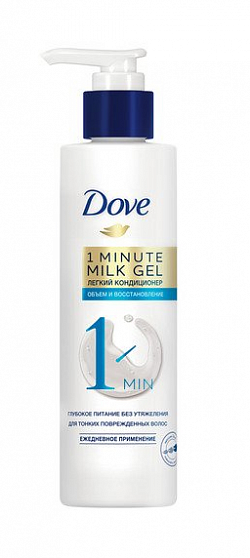 
                                Молочко - гель для волос Dove 1 минутное объем и  восстановление 180 мл