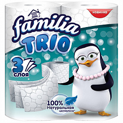 Туалетная бумага Familia Trio Белая 3 слоя 4 рулона