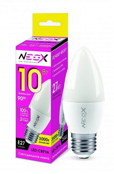 
                                Лампа светодиодная LED-СВЕЧА 10Вт 230В  Е27 3000К 800Лм NEOX