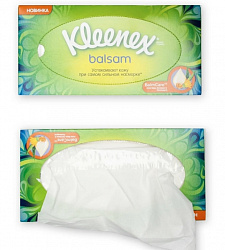 Салфетки косметические для лица Kleenex Balsam трёхслойные в коробке 80 шт