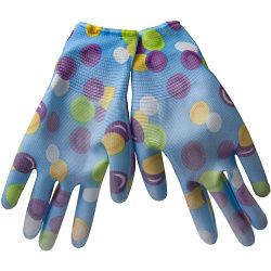 Перчатки садовые полиэстер с тонким полиуретановым покрытием цветной узор КМ21-469