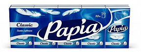 Платочки бумажные Papia Классические 4 слоя упаковка 10 шт