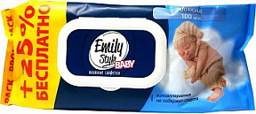 Эмили Стайл  влажные салфетки Для детей 100 штук упаковка с клапаном
