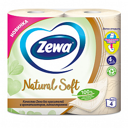 Туалетная бумага Zewa Natural Soft 4-слоя 4 шт
