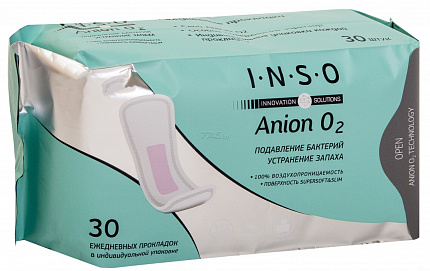 
                                Прокладки ежедневные INSO Anion O2 ежедневные 30 шт белая полоска