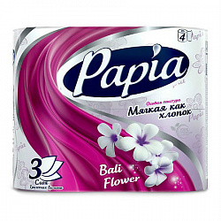 Туалетная бумага Papia Балийский Цветок 3 слоя 4 рулона