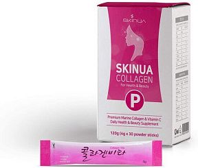 Бад к пище Skinua Premium Collagen Морской коллаген и Витамин C со вкусом апельсина 60 шт