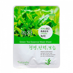Тканевая маска, д/лица с экстрактом зеленого чая, Natureby, Ю.Корея, 23 г