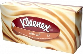 Салфетки косметические для лица Kleenex Ultra Soft трёхслойные в коробке 56 шт
