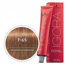 Крем - краска для волос Schwarzkopf Igora Royal №7-65 Средний русый - шоколадный золотистый 60 мл