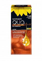 Крем - краска для волос Garnier Olia с цветочными маслами, без аммиака 7.40 Искрящийся медный 110 мл
