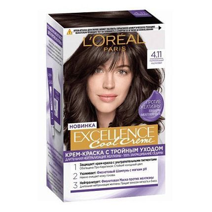 
                                Краска для волос L'Oreal Excellence Creme 4.11 Каштановый 192 мл