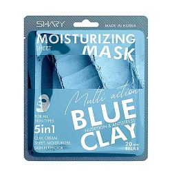 Тканевая маска для лица Shary крем 5 в 1 голубая глина увлажняющая 25 г