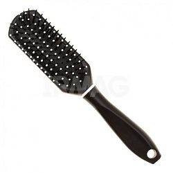 Расческа для волос MingFa массажная вентилируемая елочкой черная с белым ободком КМ21-525
