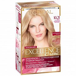 Краска для волос L'Oreal Excellence Creme 10.21 Очень светло русый перламутровый осветляющий 192 мл