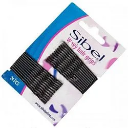 Невидимки для волос Sibel прямые, черные 50 мм 24 шт