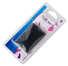 Шпильки для волос Sibel прямые, черные 65 мм 50 шт